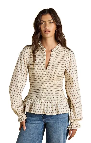 Ladies Joules Zoe Long Sleeve Smock Blouse
