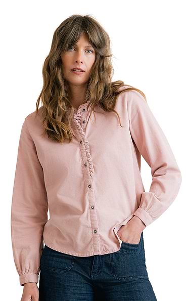 Ladies Lily & Me Rachel Plain Cord Frill Blouse
