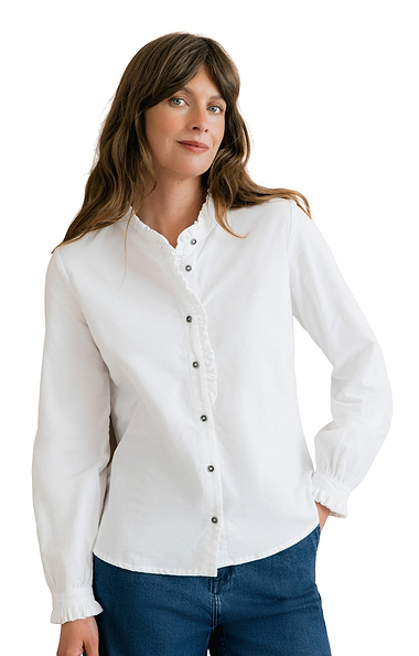 Ladies Lily & Me Rachel Plain Cord Frill Blouse