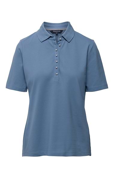 Ladies Cotton Stretch Pearl Button Pique Polo