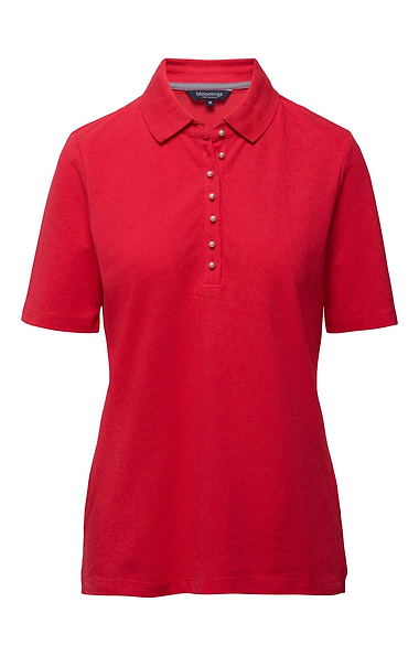 Ladies Cotton Stretch Pearl Button Pique Polo