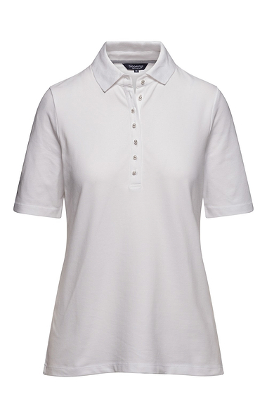 Ladies Cotton Stretch Pearl Button Pique Polo