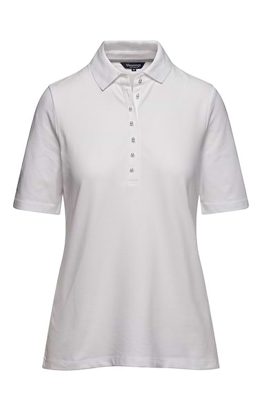 Ladies Cotton Stretch Pearl Button Pique Polo