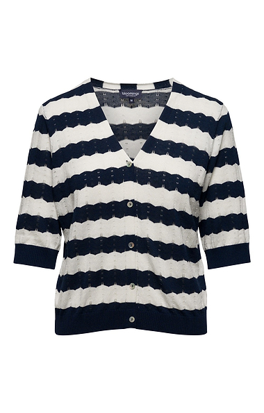 Ladies Scallop Pointelle V Neck Cardigan