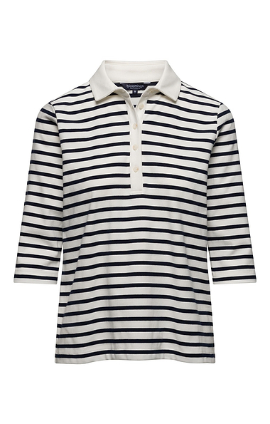 Ladies Cotton Stretch Stripe Polo Shirt
