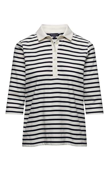 Ladies Cotton Stretch Stripe Polo Shirt