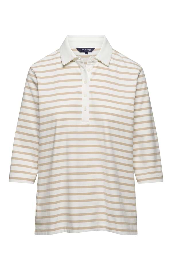 Ladies Cotton Stretch Stripe Polo Shirt