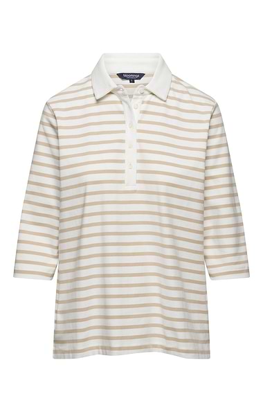 Ladies Cotton Stretch Stripe Polo Shirt