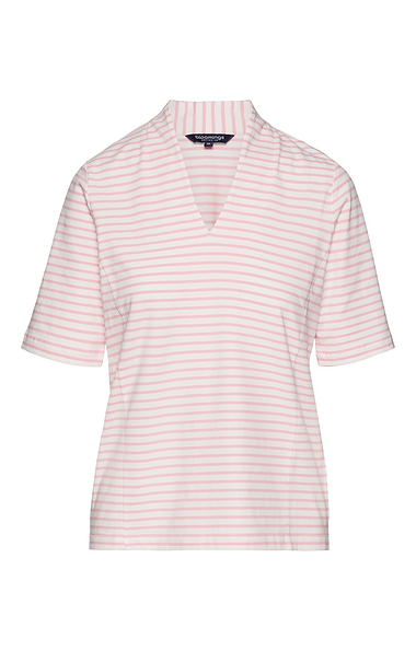 Ladies Cotton Stretch Stripe V Neck Top