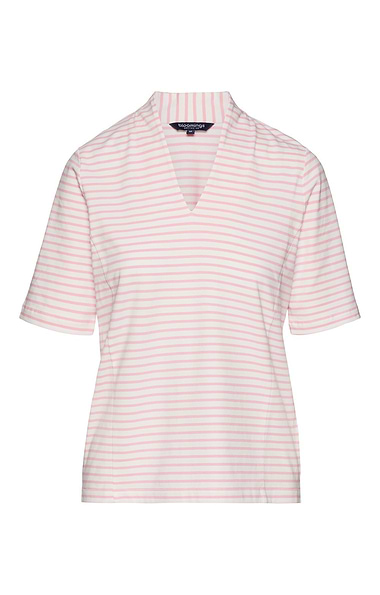 Ladies Cotton Stretch Stripe V Neck Top