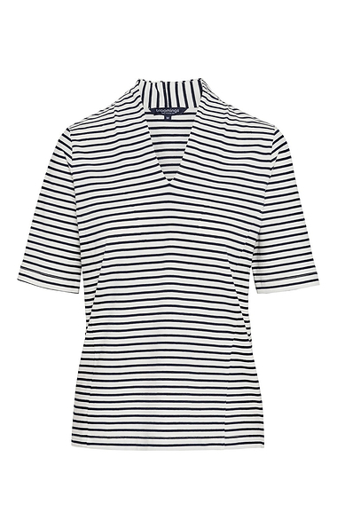 Ladies Cotton Stretch Stripe V Neck Top