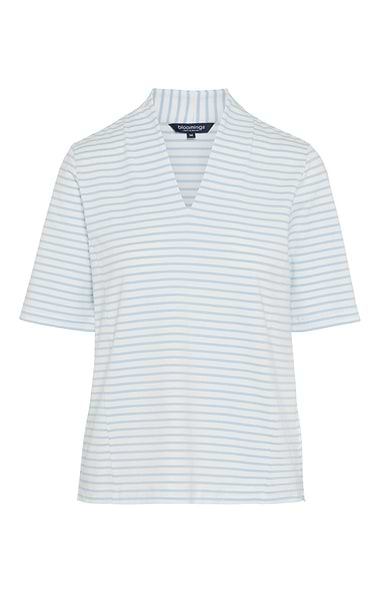 Ladies Cotton Stretch Stripe V Neck Top