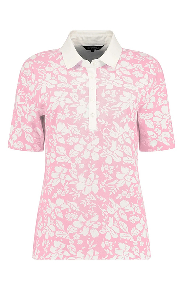 Ladies Cotton Stretch Floral Pique Polo