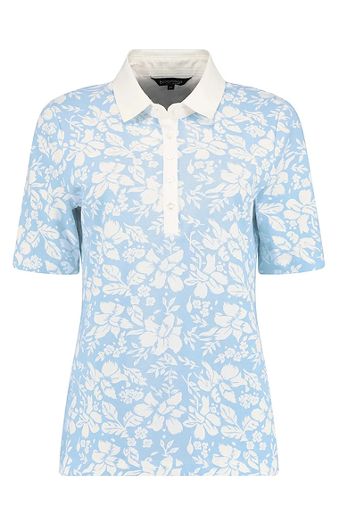 Ladies Cotton Stretch Floral Pique Polo