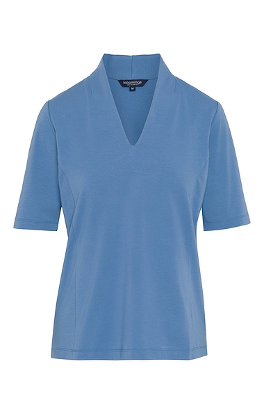 Ladies Cotton Stretch V Neck Top