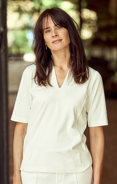 Ladies Cotton Stretch V Neck Top