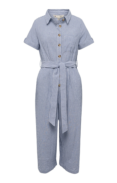 Ladies Yumi Stripe Button Through Jumpsuit