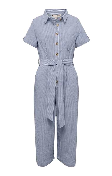 Ladies Yumi Stripe Button Through Jumpsuit