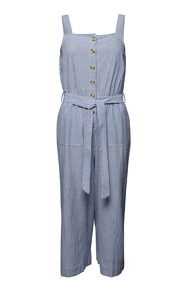Ladies Yumi Stripe Button Strap Jumpsuit