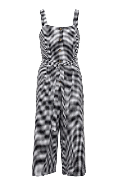 Ladies Yumi Gingham Button Through Jumpsuit
