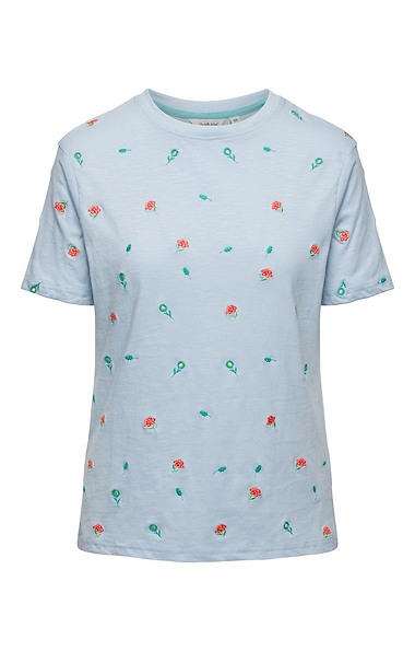 Ladies Cotton Floral Embroidered T-shirt
