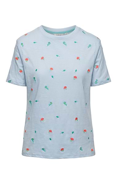 Ladies Cotton Floral Embroidered T-shirt