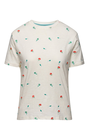 Ladies Cotton Floral Embroidered T-shirt