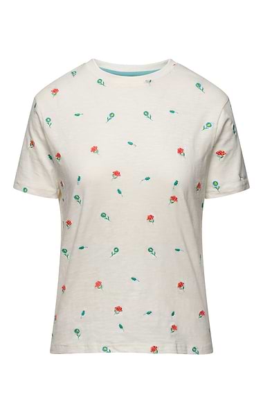Ladies Cotton Floral Embroidered T-shirt