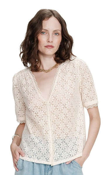 Ladies Grace & Mila Vicki Short Sleeve Lace Blouse