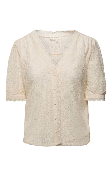 Ladies Grace & Mila Vicki Short Sleeve Lace Blouse