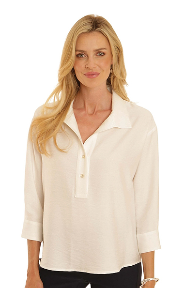 Ladies Pomodoro 3/4 Sleeve Popover Top