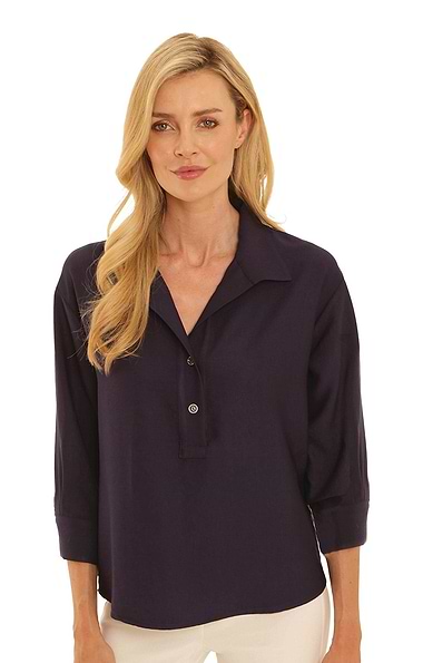 Ladies Pomodoro 3/4 Sleeve Popover Top