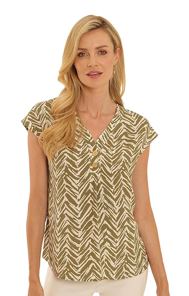Ladies Pomodoro Chevron Short Sleeve Top
