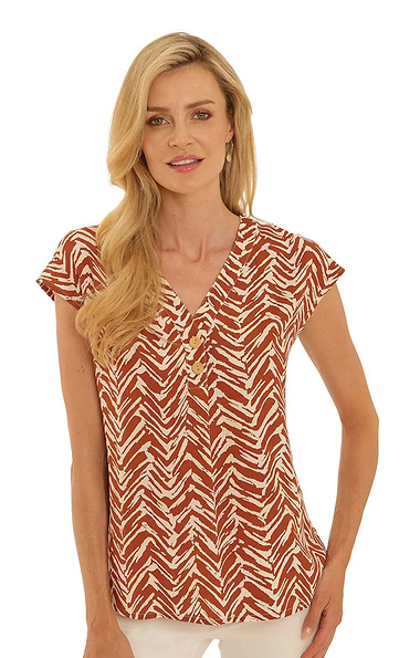 Ladies Pomodoro Chevron Short Sleeve Top