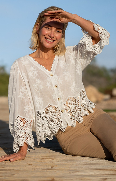 Ladies Crochet Lace Cotton Blouse