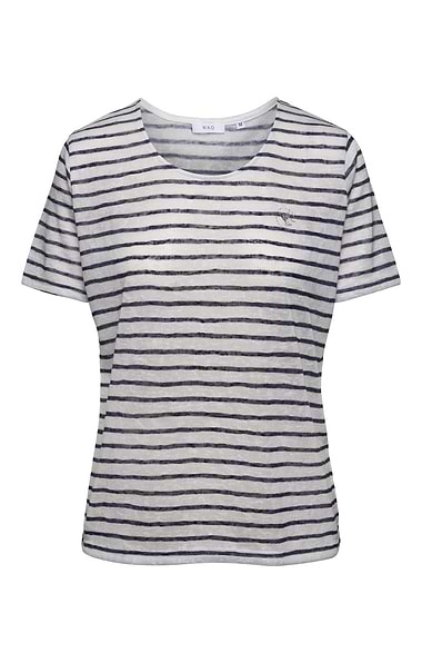 Ladies Round Neck Stripe T-shirt