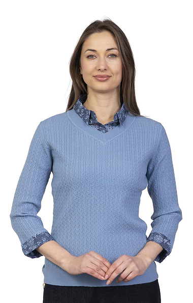 Ladies Flower Shirt Collar Cable