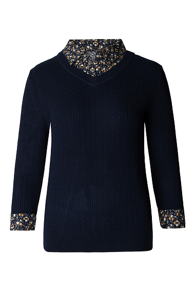 Ladies Flower Shirt Collar Cable