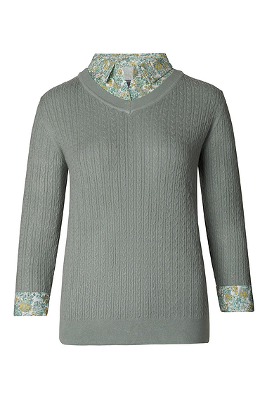 Ladies Flower Shirt Collar Cable