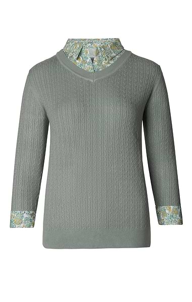Ladies Flower Shirt Collar Cable