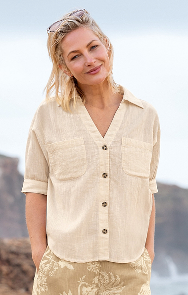 Ladies Cotton Pocket Shirt