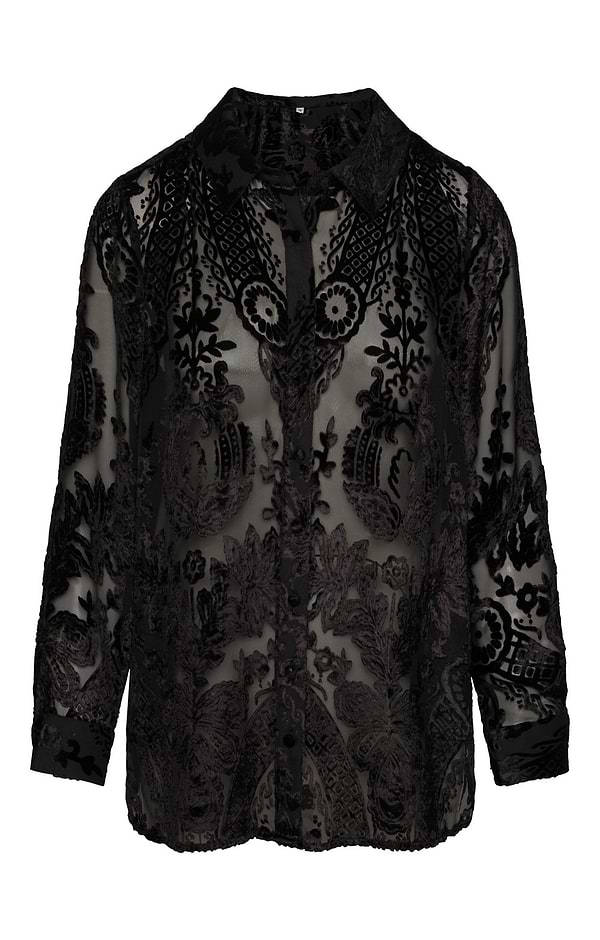 Ladies Devoré Velvet Shirt