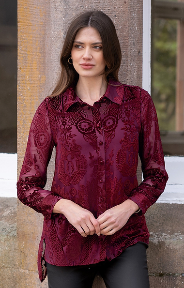 Ladies Devoré Velvet Shirt
