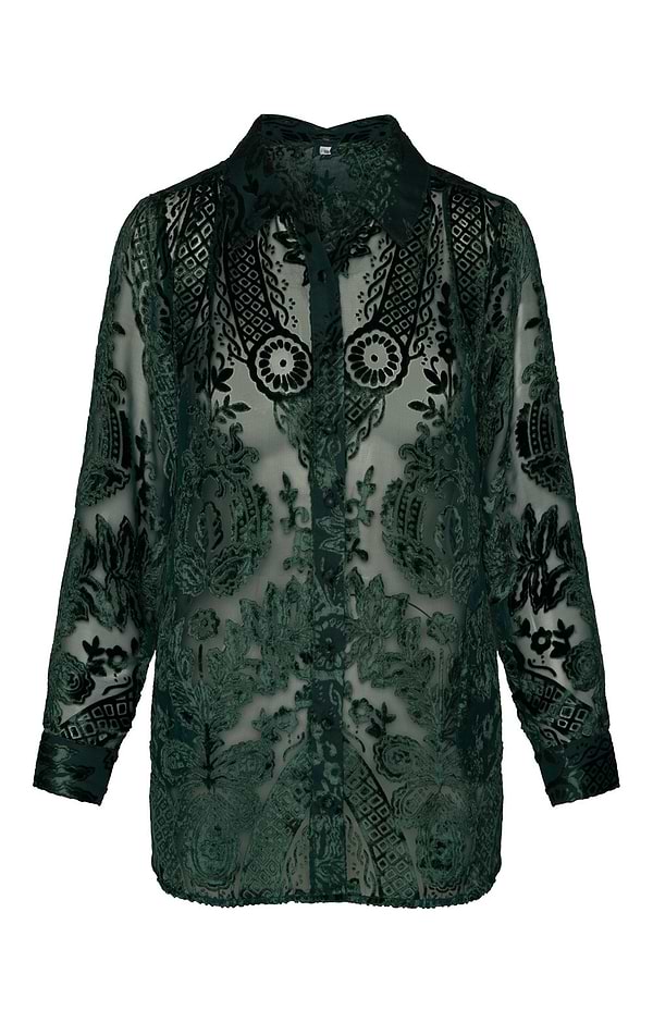 Ladies Devoré Velvet Shirt