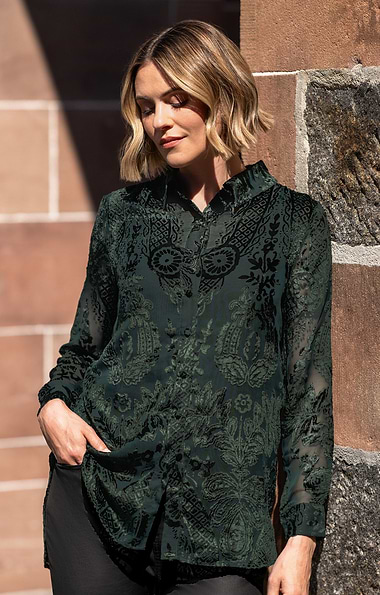 Ladies Devoré Velvet Shirt