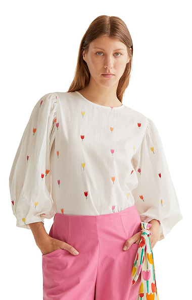 Ladies Compania Fantastica Embroidered Tulip Blouse