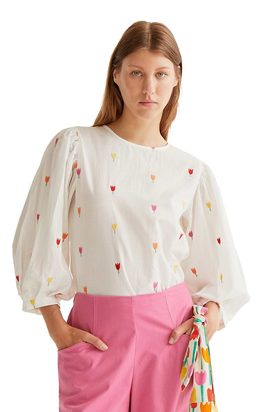 Ladies Compania Fantastica Embroidered Tulip Blouse