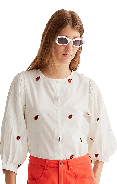 Ladies Compania Fantastica Embroidered Ladybird Blouse