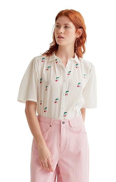 Ladies Compania Fantastica Embroidered Cherry Blouse