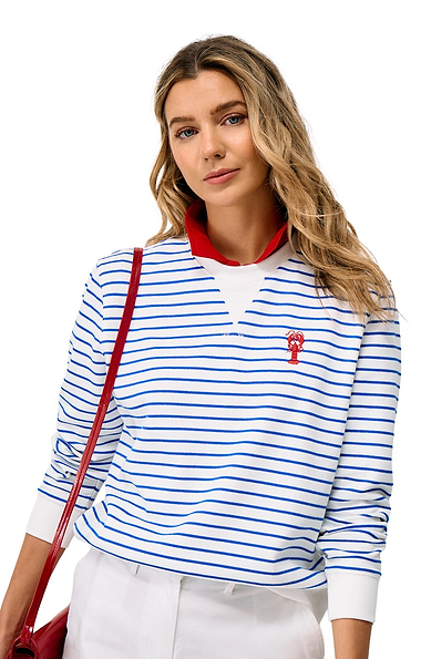 Ladies Crew Clothing Breton Stripe Graphic Sweatshirt